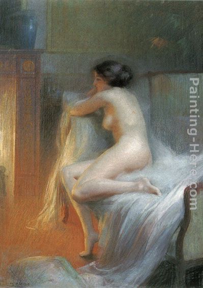 Delphin Enjolras A Nude Reclining by the Fire